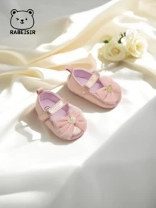 RABEISIR Giày tập đi đầu tiên cho bé gái sơ sinh theo phong cách công chúa, có viền ren hình trái tim - Hồng - Xem 5