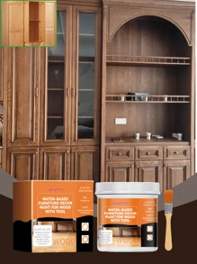 Pittura decorativa a base d'acqua per mobili in legno, ante di armadi, porte e finestre. Pittura a base d'acqua bianca, nera e multiuso per il legno, con un pennello multiuso. Gesso multiuso.