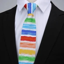 Unisex Rainbow Tie Creative Fashion Colorful Tie Pride Month Party 8cm Narrow Adjustable Soft Hand Tied Men Necktie