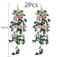 Nejlue Artificial Flowers/Plants1111 Home & Living 1/2 pièces Fleurs de rose artificielles Plante grimpante Fausse fleur pendante Feuillage artificiel Rotin faux pour décoration de maison, salle de classe, bureau, décoration d'automne, chambre, bureau, jardin, décoration de mariage de voiture, décoration d'arche de linteau, maison, salle à manger, chambre à coucher, porche avant couvert