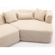 128" Boneless Couch Sofa Set W/Pocket Springs, 3-Seat Reversible Living Room Furniture, No Assembly Needed (Light Brown) - 淺棕色+圈呢+纖維泡棉墊+3座-1 - 查看 7
