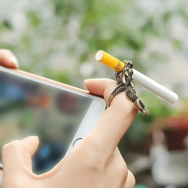 1 anillo portacigarrillos con diseño de dragón elegante - de metal de alta calidad, agarre de dragón único, accesorio para amantes del fumar que mejora la experiencia de fumar | Anillos con diseño de dragón | Diseño de dragón detallado