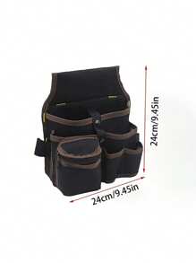 1pc Multifunctional Canvas Tool Storage Bag, Belt Electrician Tool Kit, Drill Waist Bag, Wrench, Screwdriver, Hardware Tool Bag, Storage Bag