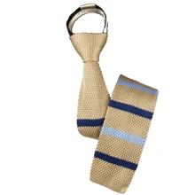 Corbata de punto a rayas con cabeza plana, ajustable, suave y sin nudos, corbata automática con cremallera como accesorio para traje de chico