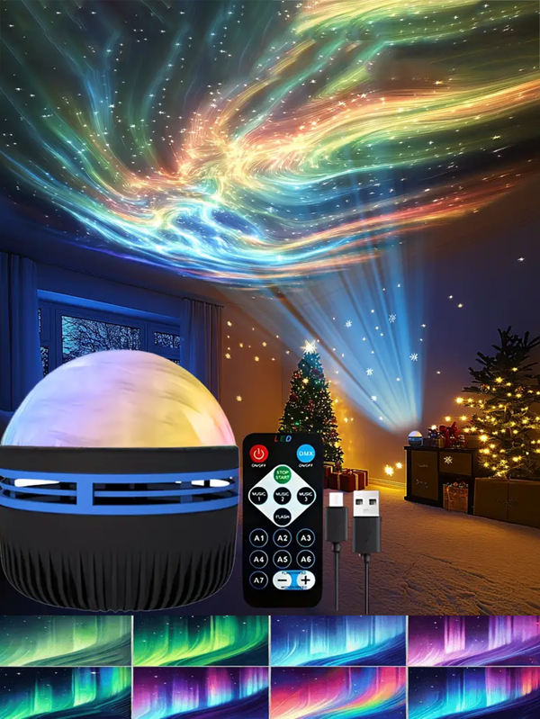 [1 pezzo Proiettore Luci Cielo Stellato] 1 pezzo Incantevoli luci del cielo stellato - illuminano romantiche camere da letto, aggiungono lucentezza alle vacanze, avventure di campeggio e feste - un regalo da sogno per ogni occasione, proiettore 2 in 1 per le luci dell'aurora boreale e le onde dell'oceano