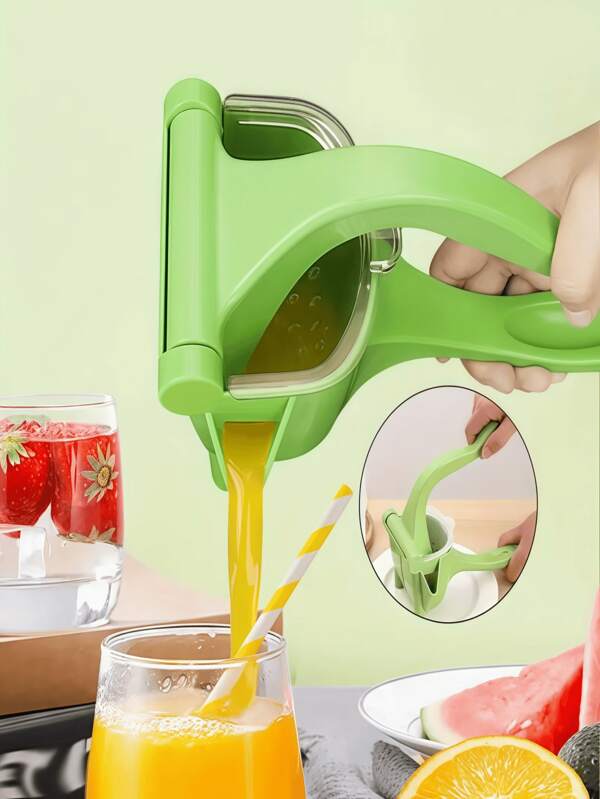 1 pièce Presse-agrumes polyvalente manuelle verte - Presse-fruits compact à main pour oranges, citrons, etc. Design en plastique, facile à presser à la maison, outil de cuisine essentiel, gadget rafraîchissant pour l'été, poignée ergonomique