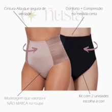 Kit 2 Cintas Calcinha Modeladora Alta Compressão Redutora de Medidas Pós Parto 18cm Não Marca