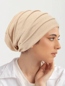1pc New Style Hexagon Pleated Beanie Cap, Crinkled Bamboo Knot Turban Hijab For Dress, Beach, Holiday,Travel Essential - A - View 14