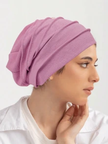 1pc New Style Hexagon Pleated Beanie Cap, Crinkled Bamboo Knot Turban Hijab For Dress, Beach, Holiday,Travel Essential - A - View 9