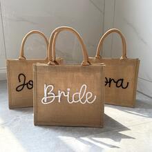 1 件个性化麻质手提包，可定制名称，适合伴娘、海滩、婚礼、生日礼物、多用途、大容量、多功能、多功能、色彩鲜艳、可爱、可爱、简约、有趣、卡哇伊、Y2K、极简主义、通勤、商务休闲、基础款、定制、个性化、独特、定制、送给他的理想礼物、送给她、她、家人、朋友、女朋友的理想礼物、周年纪念日、生日、节日/度假、户外/郊游/旅行/徒步旅行/体育场/运动/登山、商务/通勤/工作/办公室、定制女包 - 卡其色 - 查看 6