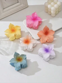 4pcs Gradient Lily Flower Claw Clips, Versatile Hair Accessories Flower Hair Clips Boho Hair Claw, Beach Accessories