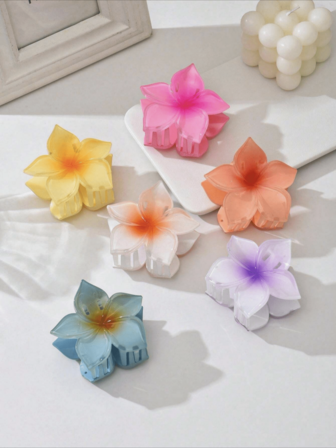 4pcs Gradient Lily Flower Claw Clips, Versatile Hair Accessories Flower Hair Clips Boho Hair Claw, Beach Accessories
