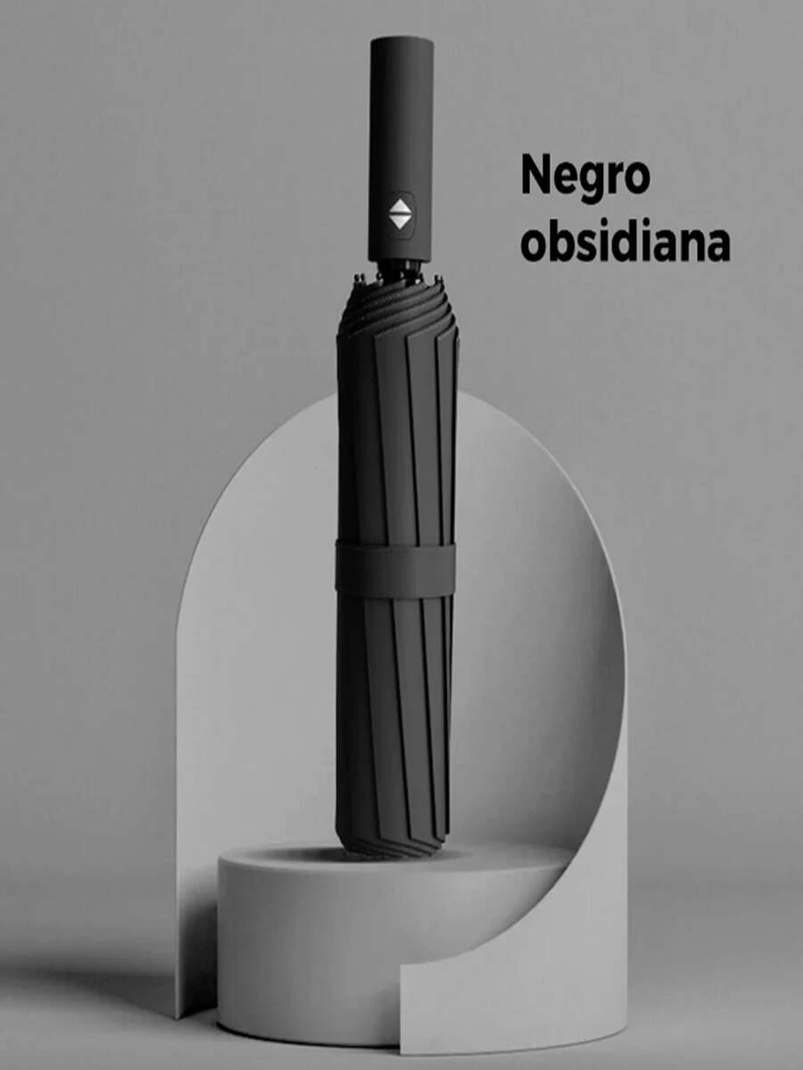PARAGUAS CON BOTON AUTOMATICO PARA ABRIR Y CERRAR, VARIEDAD DE COLORES, PERFECTO PARA LLEVAR A TODOS LADOS CON SU TAMAÑO ERGONOMICO Y COMODO - Negro - Ver 1