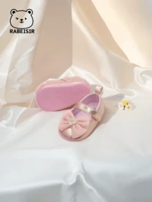RABEISIR Giày tập đi đầu tiên cho bé gái sơ sinh theo phong cách công chúa, có viền ren hình trái tim - Hồng - Xem 6