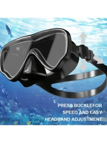 Adult Diving Mask, Tempered Glass One-Piece Mask, Anti-Fog, Waterproof, Outdoor Sports, Water Sports, Swimming Goggles, Beach Essentials, Beach Accessories, Pool Float - Clear - View 5