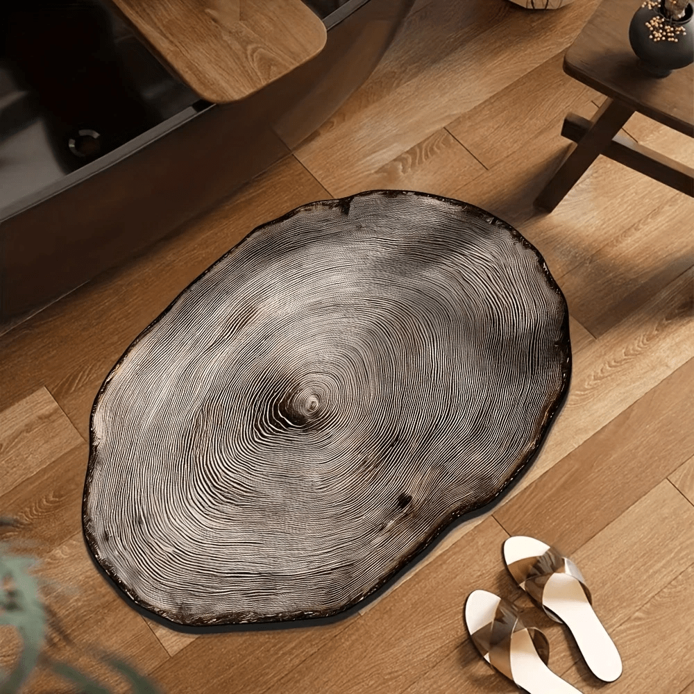 1 Stück rutschfeste Badezimmermatte mit einzigartigem Baumring-Design - saugfähig und schnelltrocknend, geeignet für Badezimmer-Eingang oder Duschbereich, Gummimatte