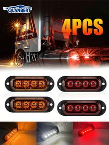 GLANBERT 4 件装卡车 4 LED 镜头侧灯 12-24 伏拖车警示灯汽车标志灯应急照明灯