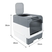 Large Cat Litter Box Cat Pan Drawer Anti-Splashing Cat Potty Tray Self Cleaning Drawer Black Grey - Grey - View 2