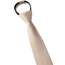 Corbata de punto a rayas con cabeza plana, ajustable, suave y sin nudos, corbata automática con cremallera como accesorio para traje de chico