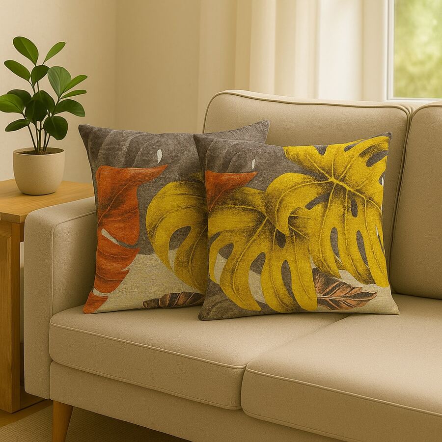 Decorative Cushion Cover With Zipper – 40x40cm Piquet Favinho, Plain Or Printed For Living Rooms, Bedrooms, Offices - 秋葉 - 查看 1
