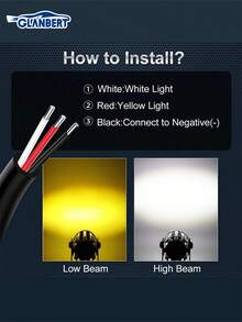 GLANBERT 2 Peças Faróis LED Universais para Motocicleta, Luzes de Feixe Alto/Baixo Bicolor Amarelo e Branco, Holofotes de Motocicleta Super Brilhantes - Preto - Visão 7