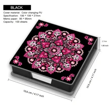 1 Peça DIY Pintura de Diamante Design Mandala, 5 Obras de arte assimétricas com pedrarias embutidas, Bloco de Anotações em Couro Preto com 160 Folhas, Ideal para Casa, Escritório e Suprimentos Escolares, Artesanato, Papelaria Fofa, Presente de Feriado