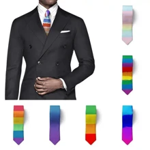 Unisex Rainbow Tie Creative Fashion Colorful Tie Pride Month Party 8cm Narrow Adjustable Soft Hand Tied Men Necktie