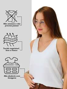 Women's Tank Top With Wide Straps, Loose And Elegant - trắng - Xem 3