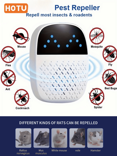 1pc/2pcs/4pcs Smart Mosquito Repeller, Pulse Resonance Rodent Repeller, EU Plug (220-240V) High Power Physical Ultrasonic Pest Repeller, High Frequency Resonance, 360° Full Coverage, Automatic Frequency Adjustment, Energy Saving, Silent, Suitable For Home, Kitchen, Office, Hotel, Warehouse, Effective Indoor Pest, Mosquito & Mouse Repelling