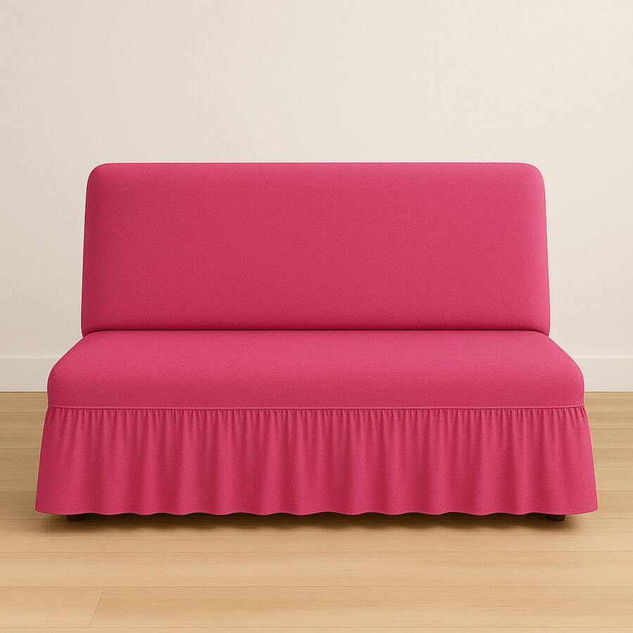 Capa de Sofá Sem Braço c/ Babado - 3 Lugares  Ajustável e Fácil de Lavar