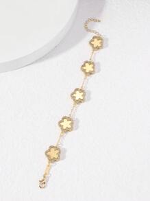 1 pièce Bracelet doré orné de strass en forme de trèfle pour femmes, mode et élégant (sans boîte-cadeau)