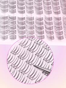 Paquete de 100 pestañas postizas individuales naturales, con forma de U y segmentadas, con tallo negro talla grande grueso inspirado en K-Pop, de 8-11 mm con estilo de manga y cola de pez, adecuadas para principiantes, pestañas reutilizables para efecto de maquillaje de muñeca