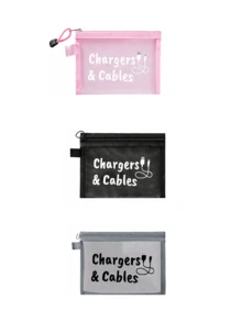 带数据线图案的网眼化妆包，红色气垫收纳便携式收纳包，化妆包，护肤包，旅行必需品，宿舍用品，婚礼新娘礼物，母亲礼物，生日礼物，送给朋友和老师的礼物，浴室收纳，珠宝收纳，唇油和化妆品收纳包，返校用品 - 彩色 - 查看 20