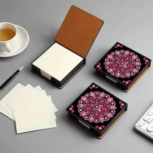 1 Peça DIY Pintura de Diamante Design Mandala, 5 Obras de arte assimétricas com pedrarias embutidas, Bloco de Anotações em Couro Preto com 160 Folhas, Ideal para Casa, Escritório e Suprimentos Escolares, Artesanato, Papelaria Fofa, Presente de Feriado