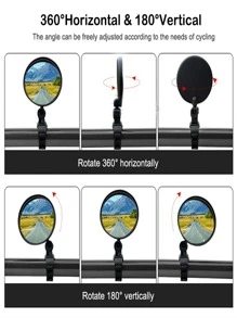 Rearview Mirror 2 PCS Bicycle Mirror Handlebar Rearview Mirror Wide Angle 360°Rotate Looking Glass Universal Cycling Bicycle Rear View Mirror For E-Bike MTB Scooter Motorcycle Road Bike Ordinary Bikes Etc.
