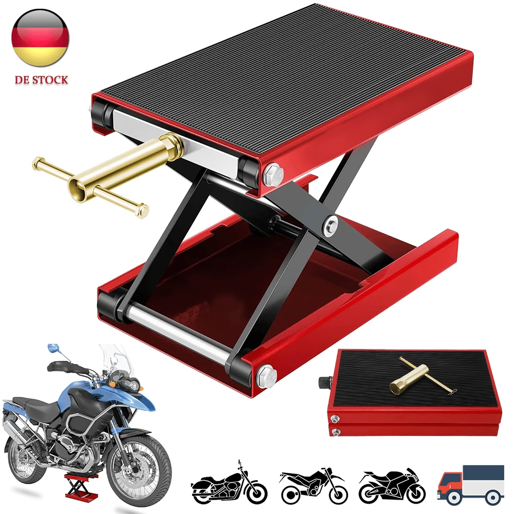 Motorradheber 500 kg Motorradhebebühne Montagebock Motorrad Hebebühne Heber - Rot - Übersicht 1