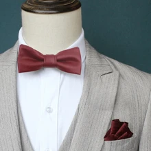 PU Leather Bow Tie Adjustable Solid Color Textured Creative Men Necktie Retro Cravat Boys Suit Accessories