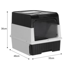 Large Cat Litter Box Cat Pan Drawer Anti-Splashing Cat Potty Tray Self Cleaning Drawer Black Grey - Black - View 2