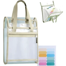 Vertical File Organizer Bag,Extended Waterproof Folder,13 Pockets Large Capacity Binder Pocket Organizer, Folders,Portable Transparent File Pouch With Handle Snap Button - 棕色 - 查看 7