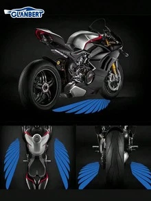 GLANBERT 2 件装摩托车 LED 天使翼装饰灯投影迎宾灯落地灯防水高亮度高清投影氛围灯