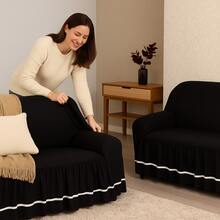 Dalia 2x3 Seater Sofa Cover With Ruffle Colors - màu đen - Xem 4