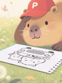 Capybara Coloring Book, 48 Sheets, 180g, Holographic Acetate - Model 2 - View 4