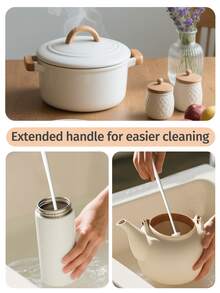 1pc FlexiClean 360° All-Around Cleaning Silicone Bottle Brush With Foldable Head And Reusable Portable Handle, Suitable For Kitchen Utensils And Drinkware Cleaning - Default - View 6