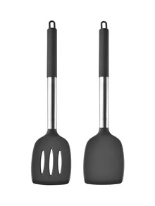 2pcs Silicone Spatula Set, Solid And Slotted Spatulas, Suitable For Non-Stick Pans, Durable Cooking Utensils For Fish, Eggs, Steak (Khaki) - Khaki - View 11