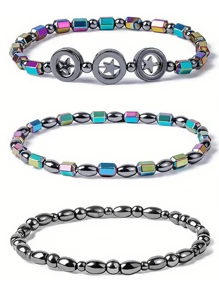 Tobillera de piedra natural negra de cálculo biliar para pérdida de peso de pareja, pulsera magnética de piedra de yoga para pareja