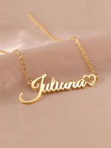 1 pieza Collar personalizado con corazón hueco y nombre en oro/plata, regalo del Día de San Valentín, collar de acero inoxidable para mujer, regalo para parejas, regalo personalizado para amigos, familia y ocasiones especiales como cumpleaños, aniversario, graduación, fiesta (solo en inglés)