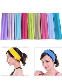 1pc/18/Pc Different Color Set Women Sports Headband, Women Hair Yoga Headband Soft Elastic High Elasticity Teen Girls Sports Headband Multiple Solid Colors, Polyester, Comfortable Four Seasons Elastic Headband - Sports Headband Back To School