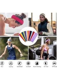 1pc/18/Pc Different Color Set Women Sports Headband, Women Hair Yoga Headband Soft Elastic High Elasticity Teen Girls Sports Headband Multiple Solid Colors, Polyester, Comfortable Four Seasons Elastic Headband - Sports Headband Back To School