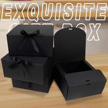 GXFCING 10个装带盖礼品盒 16x16x5cm 黑色纸板礼品盒 伴娘求婚盒 婚礼生日圣诞派对礼物