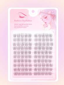 Paquete de 100 pestañas postizas individuales naturales, con forma de U y segmentadas, con tallo negro talla grande grueso inspirado en K-Pop, de 8-11 mm con estilo de manga y cola de pez, adecuadas para principiantes, pestañas reutilizables para efecto de maquillaje de muñeca